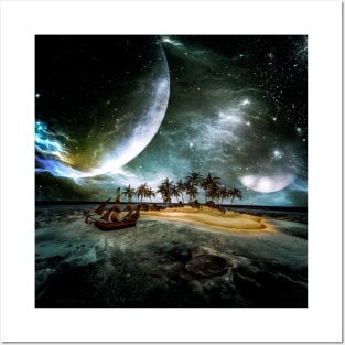 Wonderful tropical island in the night Posters and Art